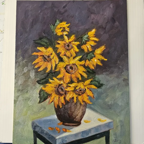 Abstract Still Life oil Painting of Sunflowers